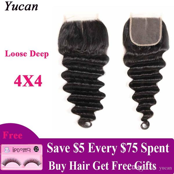 

рыхлый глубокий швейцарский шнурок закрытие бразильского виргинские человеческих волос волна воды шнурок закрытие перуанский remy индейца че, Black