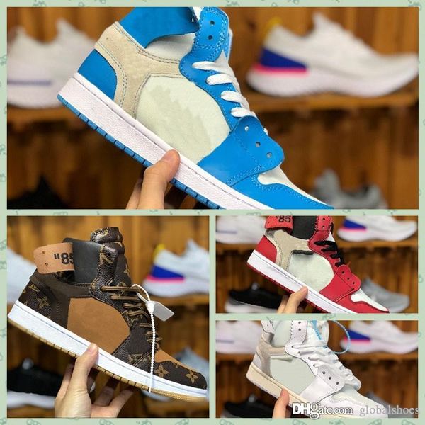 

j001hf новый с mens и женщин обувь кроссовки 1 1s баскетбольной обуви дизайнер обуви powder blue unc спортивный спорт кроссовки size36-46