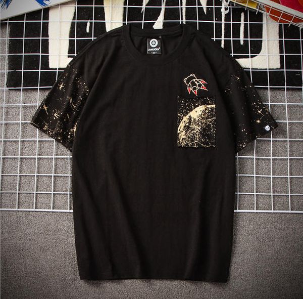 

2020 new fashion mens designer t-shirts carton star style print mens loose breathable anti-pilling mens t-shirts with pocket m-4xl, White;black