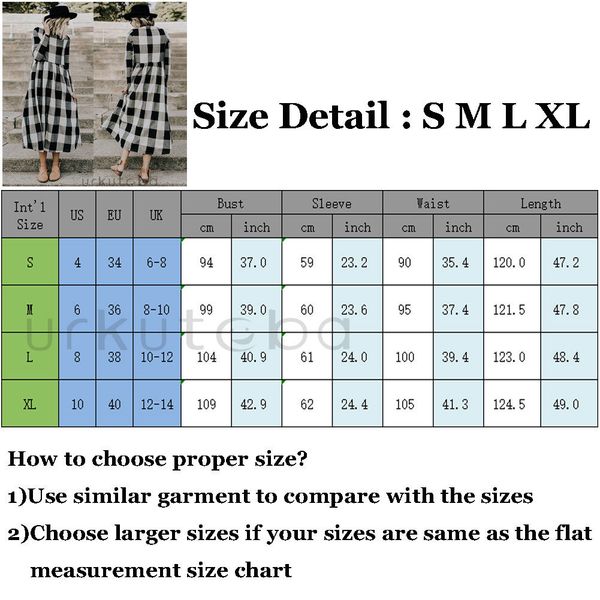 

fashion women summer long sleeve plaid dress ladies casual a-line midi dresses women classic plaid long maxi dress slim, Black;gray