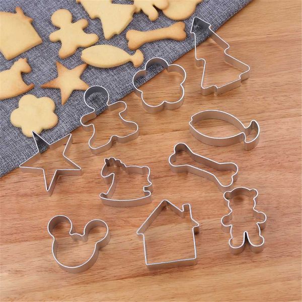 

10pc/set dessert decoration cookie mold bake tools pastry cake baking mould safty alloy aluminum carton chocolate mold kit 6~8cm