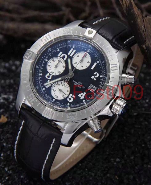 

japanese quartz leather chronograph 1884 mens stainless steel watch sports men's satch watches wristwatches, Slivery;brown