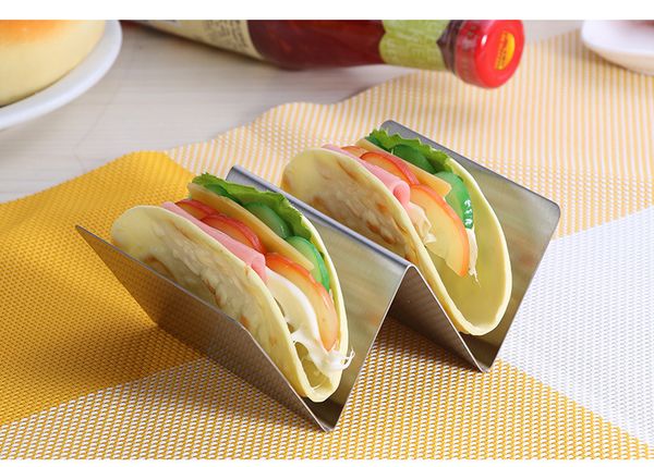 

dhl stainless steel taco holders wave shape truck tray mexican food rack 2 pancake rack stand holders baking tool