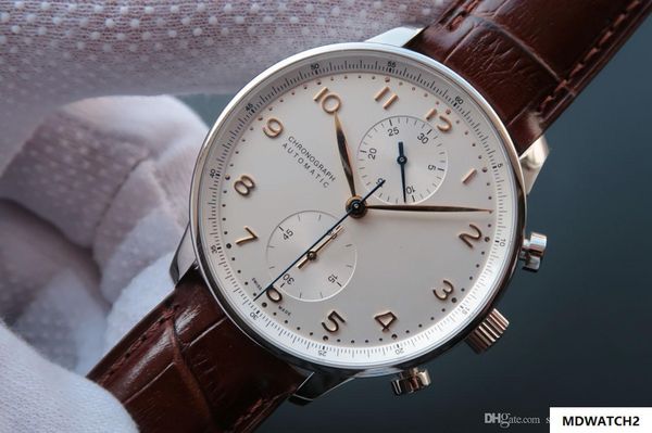 

zf luxury watch v7 edition super ultra thin portuguese timing iw371445 men watch. 40.9 mm diameter. a79350 mechanical movement, Slivery;brown