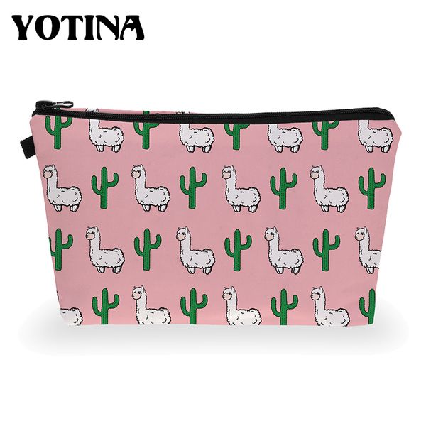 

yotina printing llama cosmetic bag multicolor pattern cute cosmetics pouchs for travel ladies pouch women makeup bag