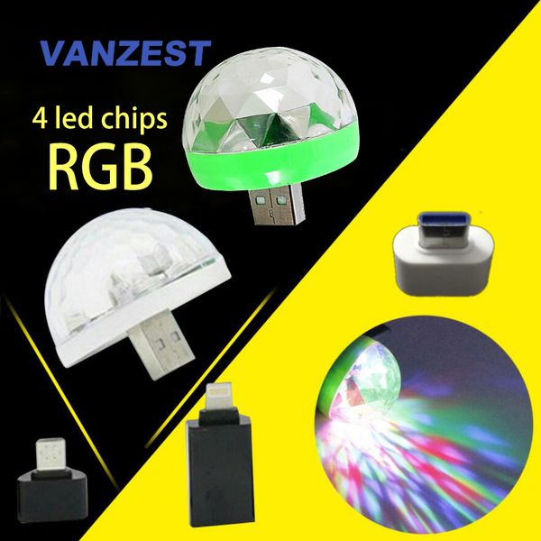 

led styling car usb atmosphere light dj rgb mini colorful music sound lamp for usb-c phone surface decorate car interior lights