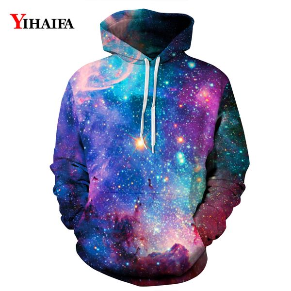 

mens womens 3d hoodies colorful space galaxy star sweatshirt graphic casual coat pullover tracksuit couples, Black