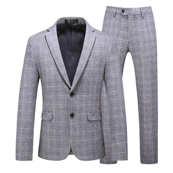

2020 brand new мужские костюмы 2 шт slim fit деловые костюмы groom твид серый плед смокинги для формальных свадебный костюм (blazer + брюки, White;black