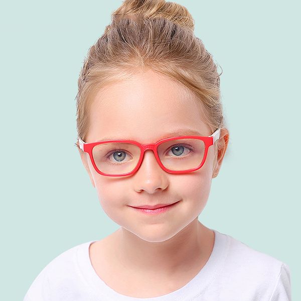 

2pcs/set bendable children optical glasses flexible safe eyeglasses plain mirror silicone anti-blue light goggles eyewear frame, White;black