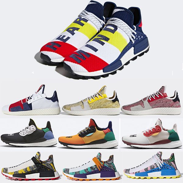 

2019 NMD Human Race Running Shoes for Men Women Black White Yellow Solar Pack Pharrell Williams Designer Sneakers Trainers Size 36-45