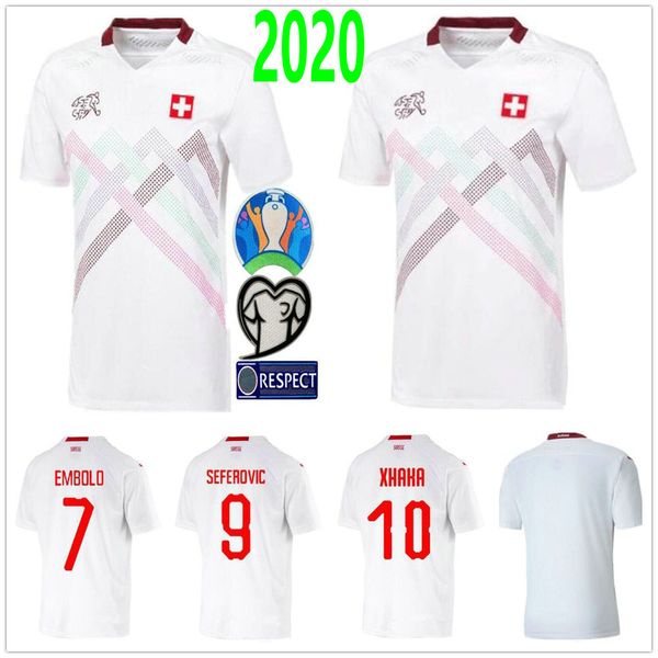 

2020 2021 switzerland soccer jerseys seferovic shaqiri embolo behrami freuler akanji zakaria custom 20 21 swiss away white football shirt, Black