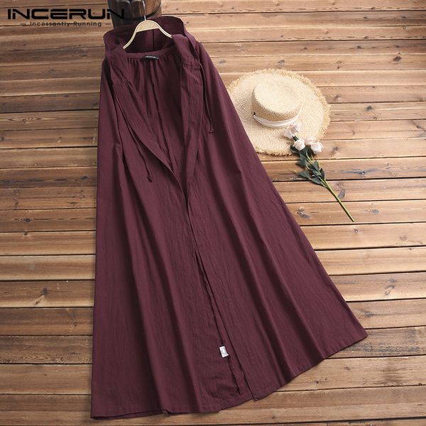 

chinese style vintage men cloak cape coat hooded cotton solid color baggy casual male long windbreaker outerwear female unisex, Tan;black