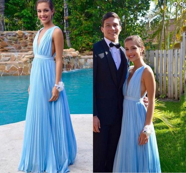 

blue chiffon a line v neck vestidos de dama de honor 2020 formal prom dresses maid of honor dresses, White;pink