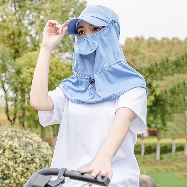 

sun protection hat uv protection outdoor protective hat 2020 summer women face neck flap sun cap cycling beach casual, Blue;gray