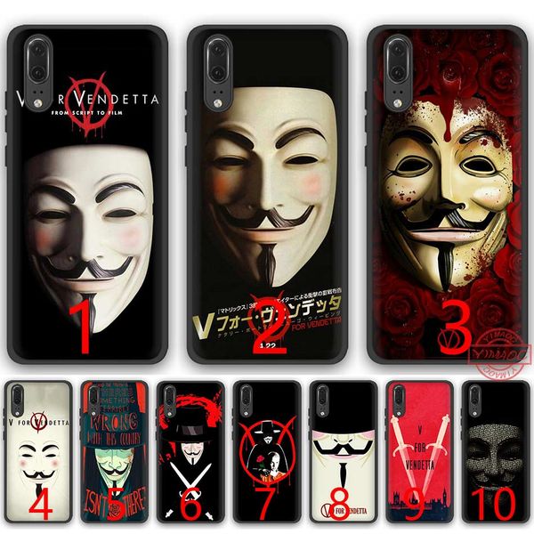 

V For Vendetta Soft Silicone Black TPU Phone Case for Huawei P8 P9 P10 P20 Lite Pro P Smart Cover