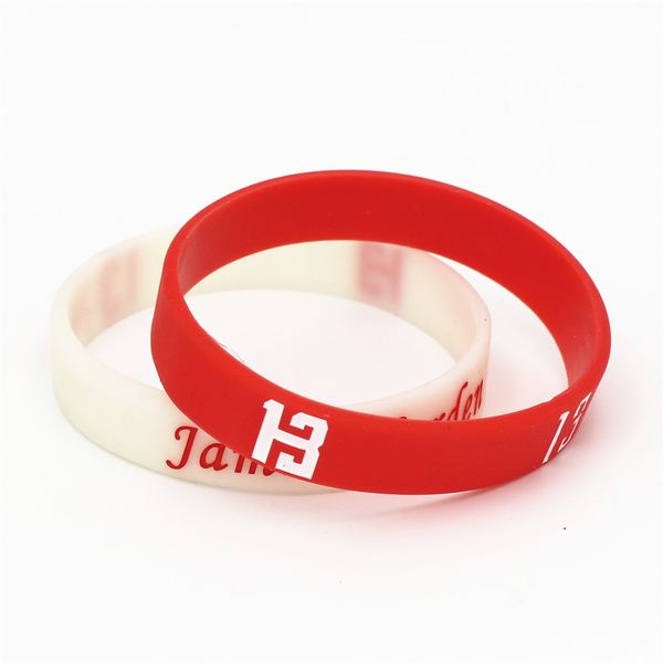 

1pc men basketball sport wristband red white players 13 silicone rubber wristbands cuff bracelets & bangles for fans gift sh056, Golden;silver