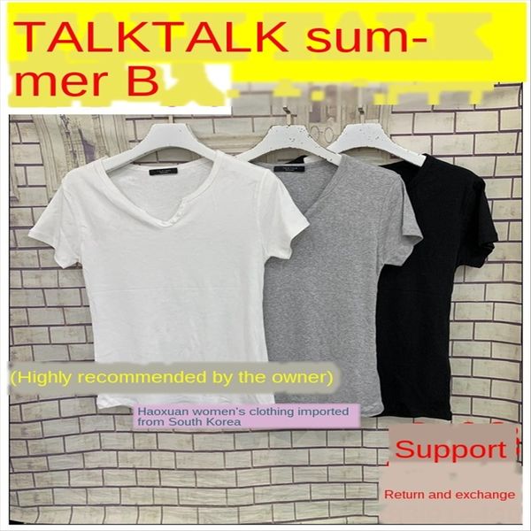 

reserved) 2020 exquisite half-button elastic comfortable t-shirt (reserved) 2020talk talk exquisite half-button elastic comfortable t-shirt, White