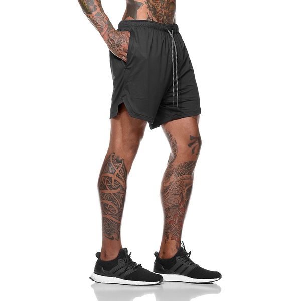 

fashionable sports shorts men design liner quick-drying running casual shorts breathable training pants size m-3xl-1, White;black