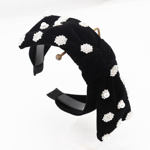 

new european and american fashion temperament pearl rhinestone bow headband travel wild casual headband 860, Golden;silver