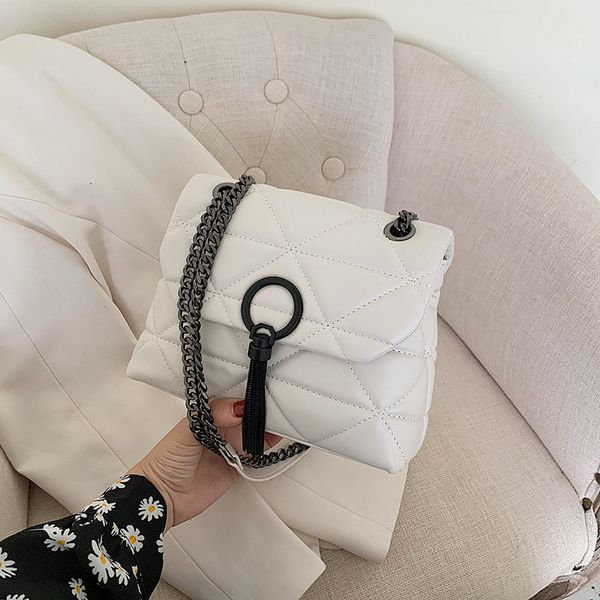 

summer fashion lattice tassel shoulder bags for women 2020 pu leather ladies handbags women designer bag sac a main femme