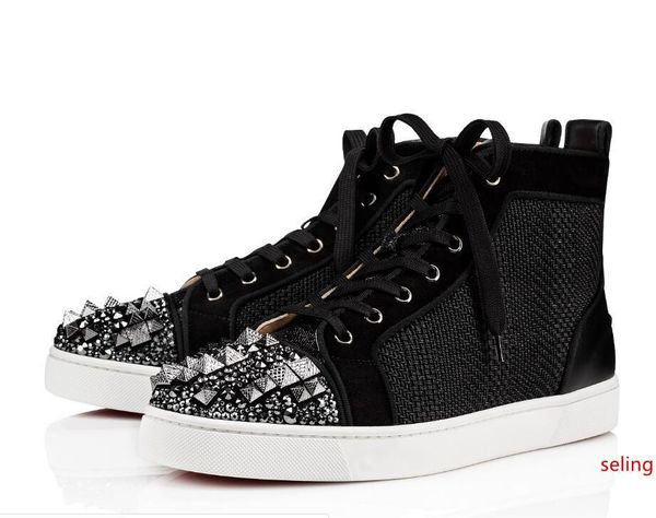 

men women junior spikes orlato high cut red bottom sneakers shoes red sole trainers, brand casual party wedding with box