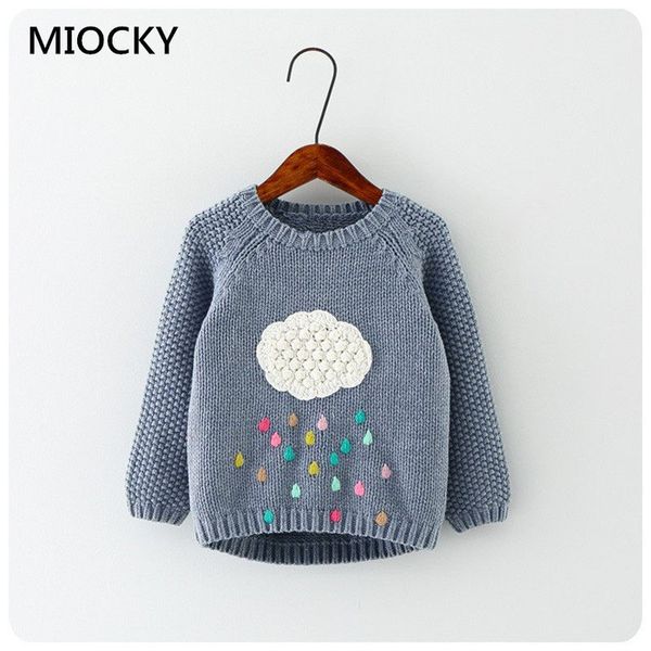 

new autumn cartoon baby girls sweater cloud raindrops kids clothes children sweater warm long sleeve for girls knitwear e0227, Blue