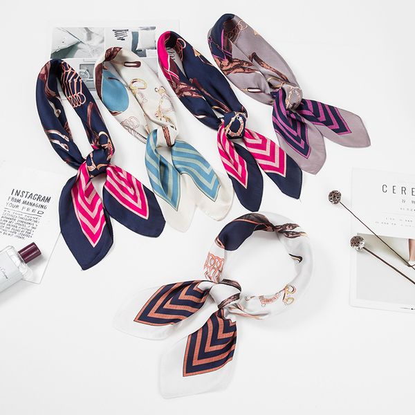 

10pcs/lot vintage silk square neck scarf head elbow ankle scarf retro hair tie band horse printed scarves for men and women, Blue;gray