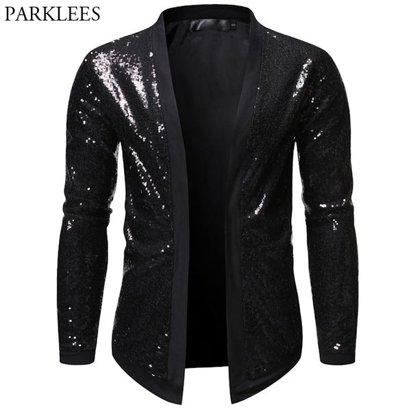 

glitter mens black jacket shiny sequin mens jacket stage costume men party nightclub dj dance singer show men jackets masculino, Black;brown