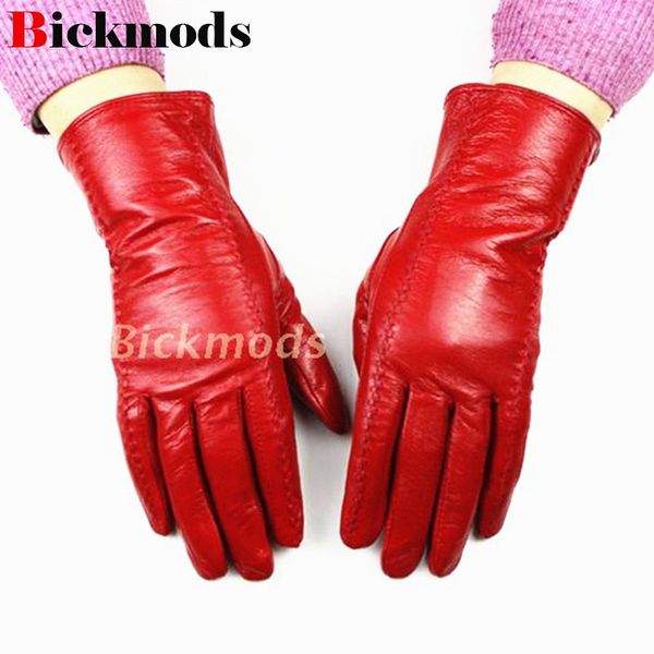 

the new female leather gloves multicolor sheepskin velvet lining warm autumn and winter special price promotions, Blue;gray