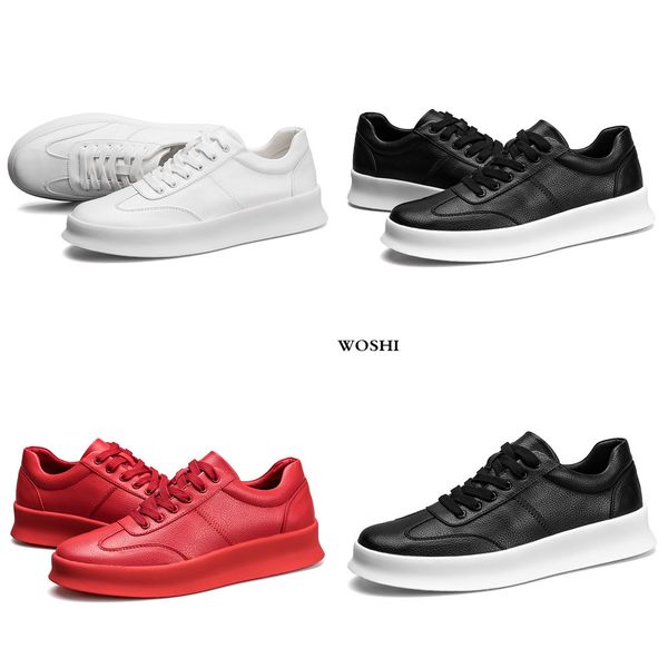 

genuine leather men shoes footwear man lace-up casual flats students board britain all-matching korean style shoes, Black