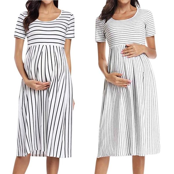 

maternity dresses women pregnant dress clothes nursing solid breastfeeding summer fashion for po, White