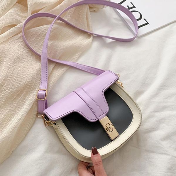 

contrast color wild jelly pu saddle bag for women 2020 summer handbag and small chain shoulder bags