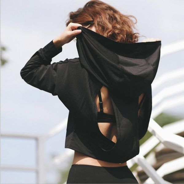 

women sports shirts quick dry workout blouses lady running jerseys open back yoga shirts long sleeve activewear clothing, White;red