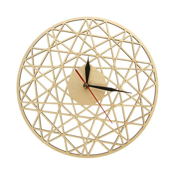 

polygonal modern geometric wooden wall clock cobweb contemporary style cut living room clock