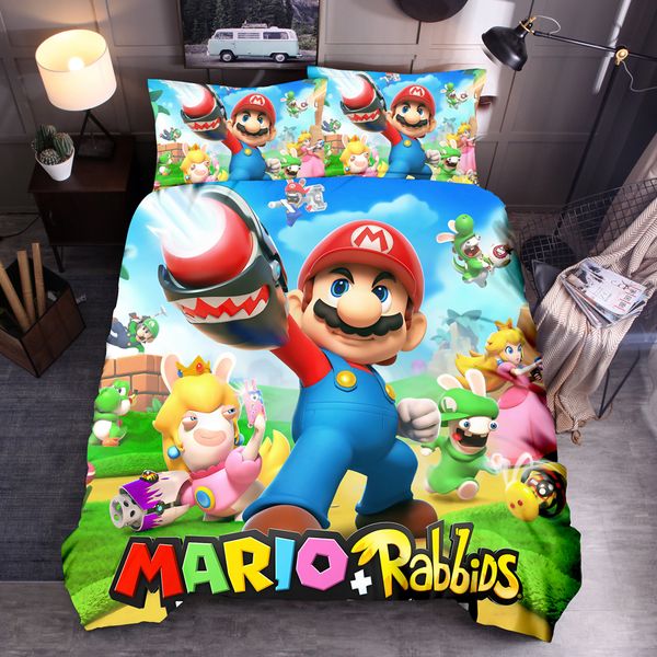

cartoon printing super mario bedding set kid bed bedroom decor designs duvet cover painting 3d bed linen sheets customize king