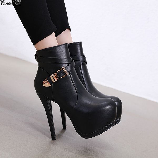 

new winter platform super high heel women's boots thin heels women's shoes, Black