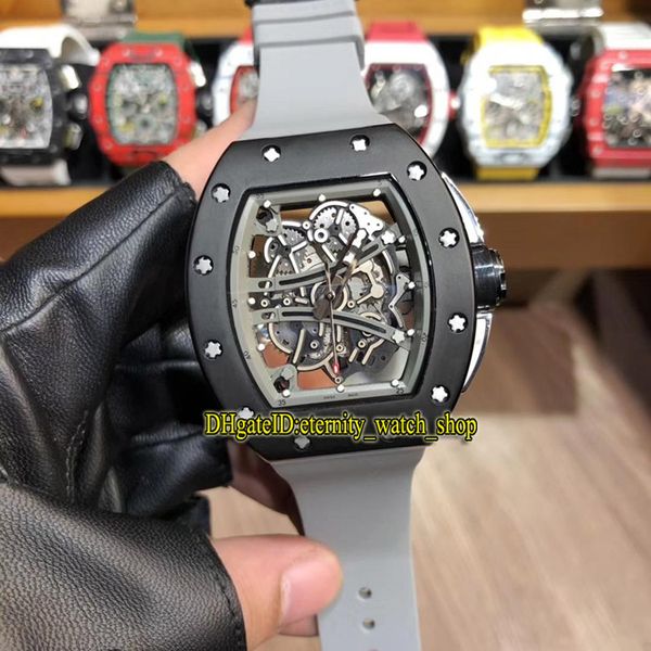 

11 color new rm 61-01 skeleton dial japan miyota automatic rm61-01 mens watch black 316l steel case rubber band sport watches, Slivery;brown