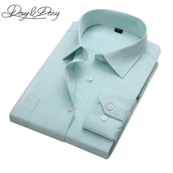 

davydaisy social shirt men twill solid formal slim business dress long sleeve shirts men brand clothing camisas 4xl ds-118, White;black