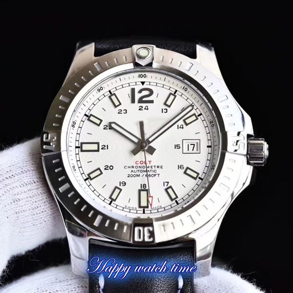 

gf edition a1731311.c934.113x.a18ba.1 white date dial silver steel case eta 2824-2 automatic movement mens watch leather strap watches, Slivery;brown