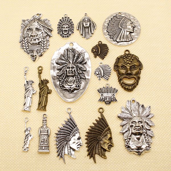 

20 pieces hand made jewelry accessories parts chieftain of the virgin statue of liberty hj020, Bronze;silver