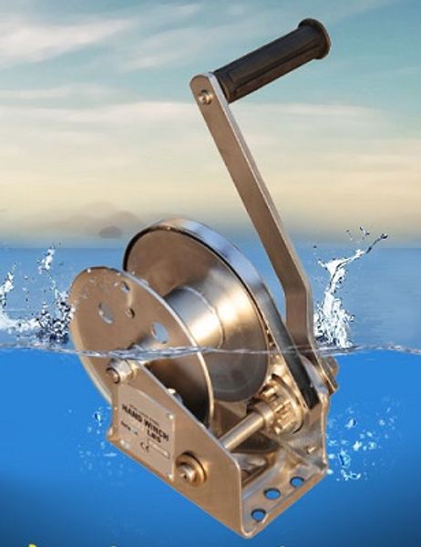 

1200lbs 304 stainless steel hand winch with self-locking ce, boat windlass truck auto manual lifting hoist tractor traction
