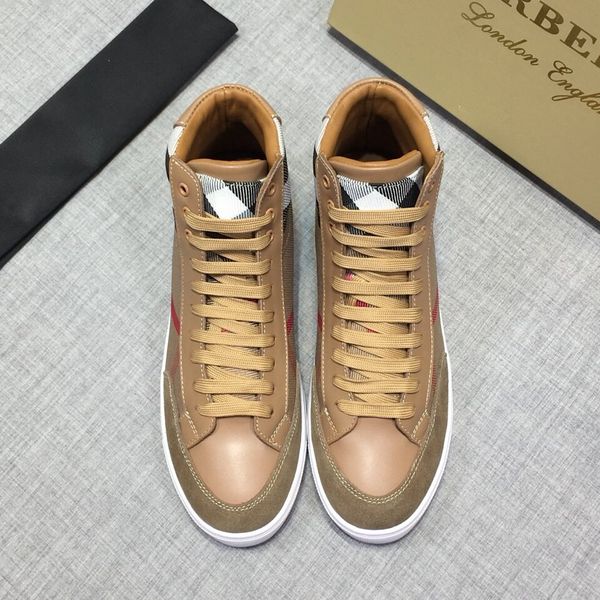 

new style luxury men's casual sports basketball shoes fashion design brand platform lace-up high-men's shoes plaid pattern ndbrt, Black