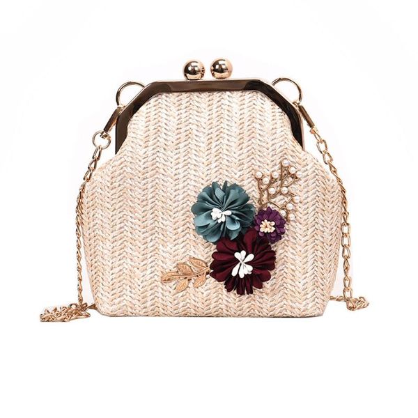 

women's bucket bag ladies straw fashion retro woven shoulder bags floral handbag woven bags ladies beach bag 2020 summer #l10