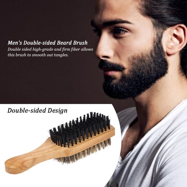 Spazzola per barba da uomo Pettine in legno Spazzola per capelli facciali maschili a doppia faccia Pennello da barba per baffi