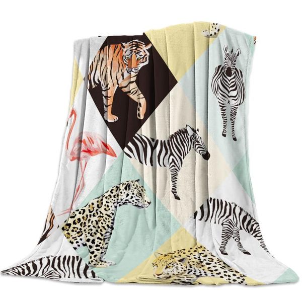 

patchwork splice watercolor animals nap blanket super soft cozy coral fleece throw blanket bedspread for couch throw travel