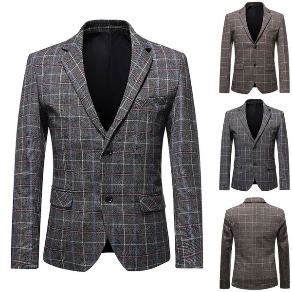 

suits men 2019 men's plaid new style long sleeve casual suit slim fit blazer jacket blazer hombre support dropshipping, White;black