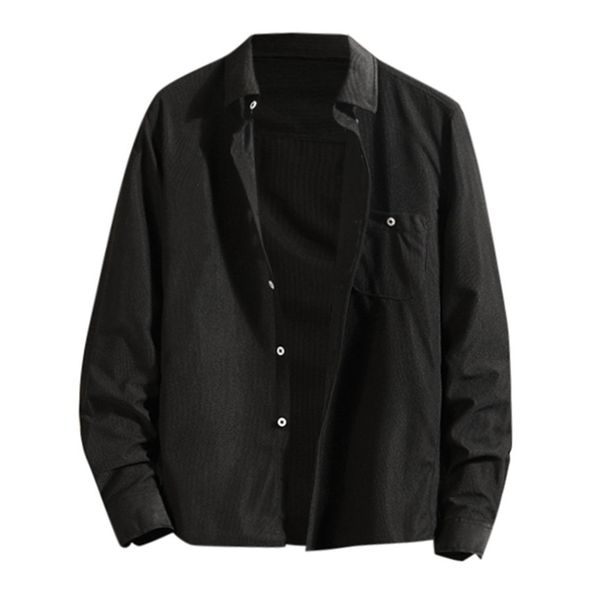 

mens summer fashion shirts casual long sleeve monochrome loose casual blouse mandarin collar mens shirts black dress shirt, White;black