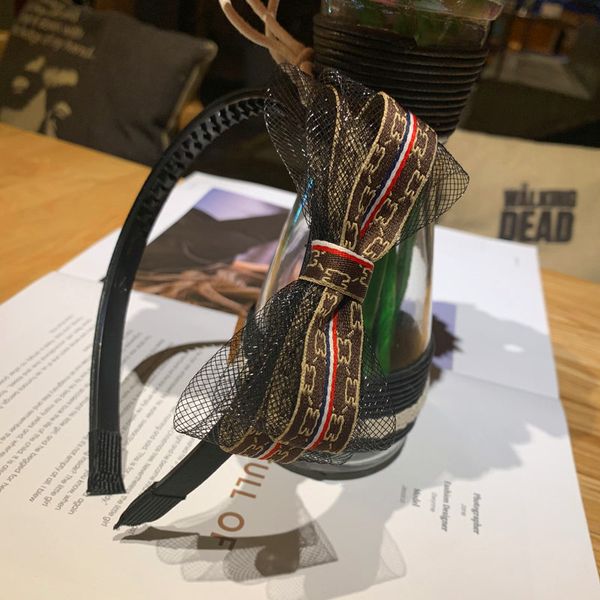 

risyh summer style new lace letter bow tie headband striped lattice knotted thin headband