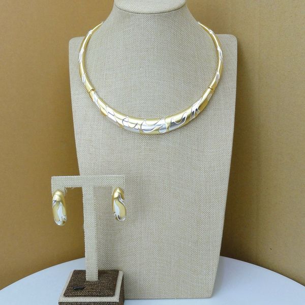 

yuminglai italian gold 24k dubai costume jewelry sets necklace and earrings fhk7074, Silver