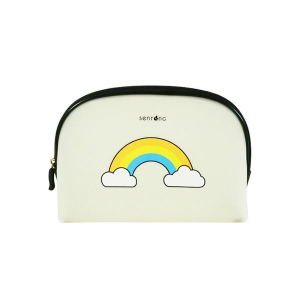 

blue lovely rainbow print girl makeup bag hand bag